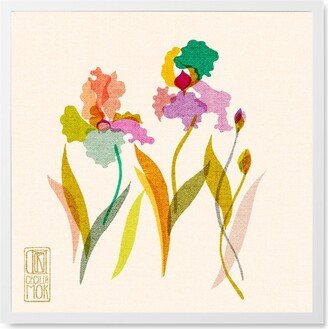 Photo Tiles: Irises - Multi Bright Photo Tile, White, Framed, 8X8, Multicolor