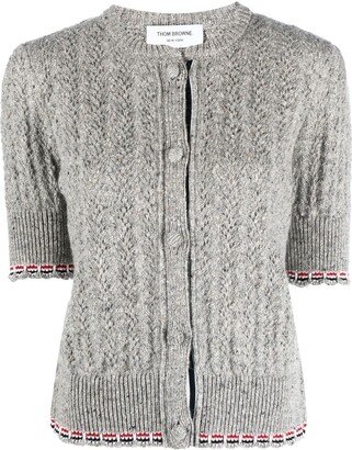 Cable-Knit Pointelle Stitch Cardigan