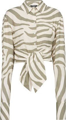 Animal-Print Tie-Waist Shirt