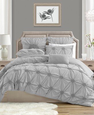 Charming Ruched Rosette Duvet Cover Set - Full/Queen