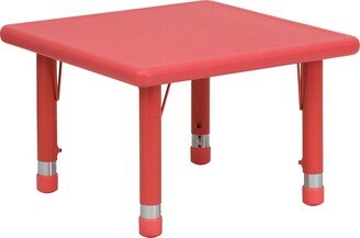 Wren 24'' Square Red Plastic Height Adjustable Activity Table