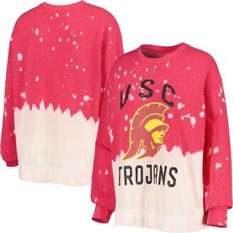 Women's Gameday Couture Cardinal Usc Trojans Twice As Nice Faded Dip-Dye Pullover Sweatshirt