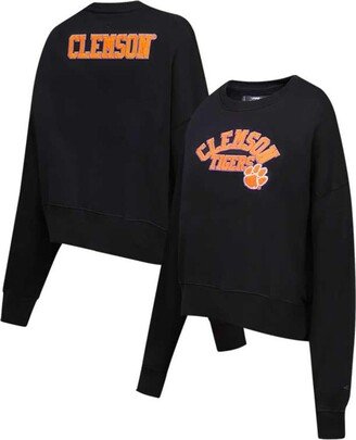 Pro Standard Women's Black Clemson Tigers Classic 3-Hit Pullover Sweatshirt