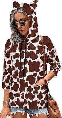 MENRIAOV Cow Brown Skin Womens Cute Hoodies with Cat Ears Sweatshirt Pullover with Pockets Shirt Top 5XL