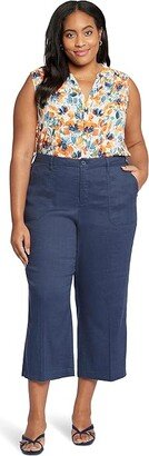 Plus Size Wide Leg Cropped Cargo (Oxford Navy) Women's Clothing