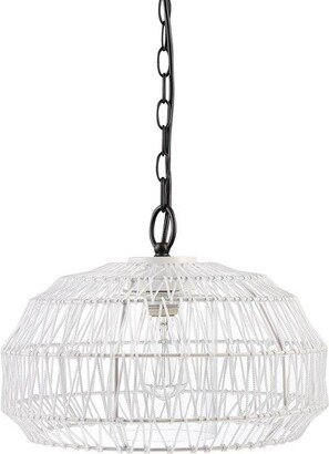 Globe Electric Novogratz x Globe Diego 1-Light Matte White Woven Fabric Outdoor Plug-In Pendant Light