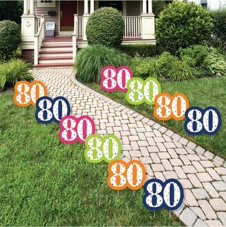 Big Dot Of Happiness 80th Birthday - Cheerful Happy Birthday - Lawn Decor - Outdoor Yard Decor 10 Pc