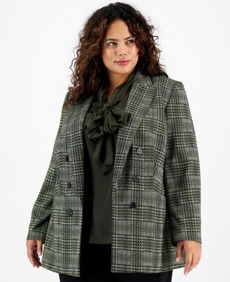 Plus Size Plaid Open-Front Blazer, Created for Macy's