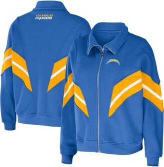 Women's Wear by Erin Andrews Powder Blue Los Angeles Chargers Yarn Dye Stripe Full-Zip Jacket