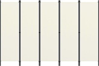 5-Panel Room Divider Cream White 98.4x70.9