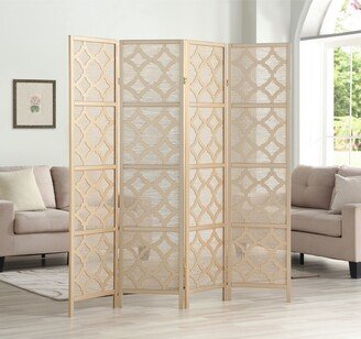 Quatrefoil Infused Diamond Design 4-panel Room Divider