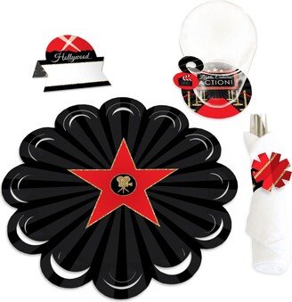 Big Dot Of Happiness Red Carpet Hollywood Movie Party Charger & Table Decor Chargerific Kit for 8
