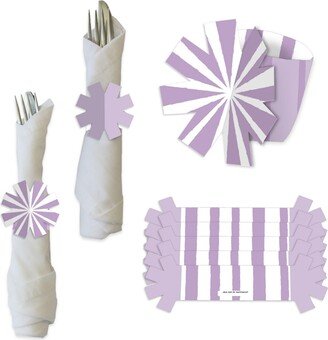 Big Dot Of Happiness Purple Stripes - Simple Party Paper Napkin Holder - Napkin Rings - Set of 24