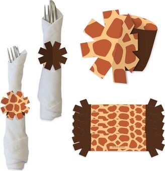 Big Dot Of Happiness Giraffe Print - Safari Party Paper Napkin Holder - Napkin Rings - Set of 24