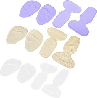 Unique Bargains Silicone Heel Support Cup Pads Orthotic Insole Plantar Care Heel Pads 12Pcs PU Clear Beige Purple