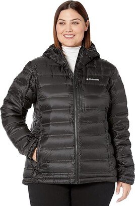 Plus Size Pebble Peak Down Hooded Jacket (Black) Women's Clothing