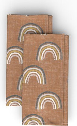 Cloth Napkins: Indian Summer Rainbow - Orange Cloth Napkin, Longleaf Sateen Grand, Brown