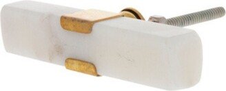 White & Brass T-Knob - Stone Knob Kitchen Drawer Bathroom Vanities