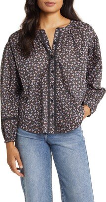 Floral Print Button Front Blouse