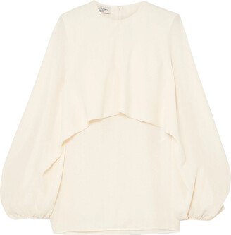 Cape-effect silk-crepe blouse