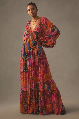 Vintage Wave Long-Sleeve Maxi Dress