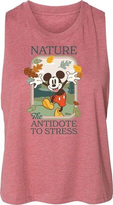 Standard - Nature The Antidote to Stress - Juniors Cropped Racerback Tank Top - Size Small Heather Mauve