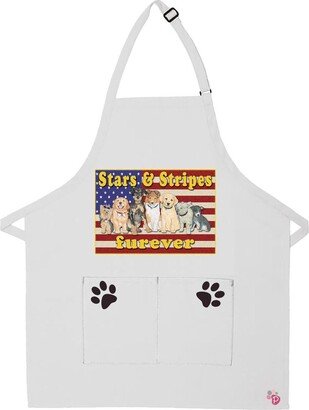 Dogs Patriotic Apron Two Pocket Bib With Adj Neck