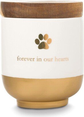 Curata Forever in Our Hearts Brown Ceramic Pet Memory Jar with Wooden Lid