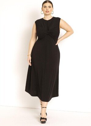 Women's Plus Size Twisted Knit Dress, - Black