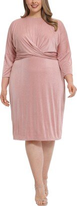 Plus Size Crossover Glitter-Knit Dress