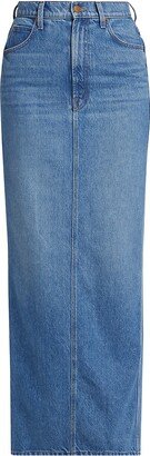 Five-Pocket Denim Maxi Skirt