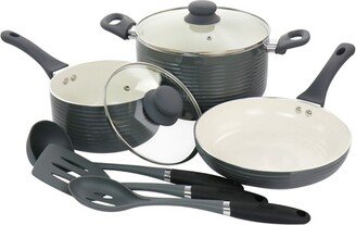 Ridge Valley 8 Piece Aluminum Nonstick Cookware Set in Grey