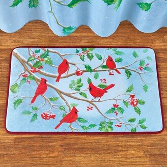 Collections Etc Cardinals On Branch Winter Holly Bath Mat - 20.000 x 4.750 x 4.250