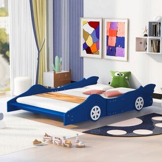 TOSWIN Race Car Full Size Platform Bed with Rails and Sturdy Slats