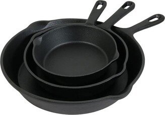 Sunnydaze Decor Sunnydaze Indoor/Outdoor Heavy-Duty Pre-Seasoned Cast Iron Skillet Frying Pan Set - 6, 7, and 10 - Black - 3pc