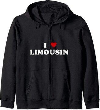 Funny Limousin Cow Gift For Men & Women I Heart Breed Cattle Farmer - Cow I Love Limousin Zip Hoodie