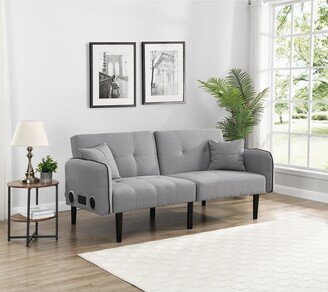 Gray Folding Ottoman Multifunctional Lounging Sofa Bed with stereo