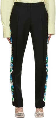 Black Embroidered Cropped Trousers