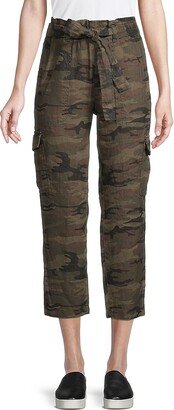 Sanctuary Surplus Camo Linen Cropped Paperbag Pants