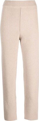 Ribbed-Knit Tapered Cashmere Trousers