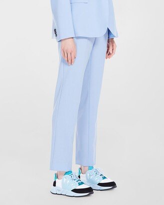 Cropped Straight-Leg Stretch Wool Pants