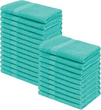 Absorbent Eco-Friendly Cotton 24-Piece Face Towel Set, Turquoise - Blue Nile Mills