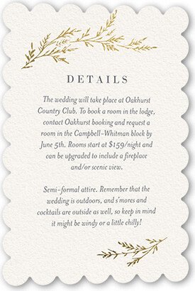Enclosure Cards: Spectacular Spruce Wedding Enclosure Card, Gold Foil, Beige, Signature Smooth Cardstock, Scallop