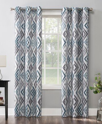 No. 918 Amadi Ikat Geometric Semi-Sheer Grommet Curtain Panel, 40 x 63