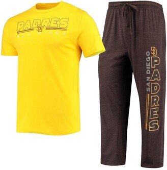 Men's Concepts Sport Brown, Gold San Diego Padres Meter T-shirt and Pants Sleep Set - Brown, Gold