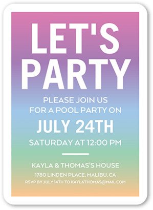 Cocktail Party Invitations: Colorful Pool Party Summer Invitation, Blue, 5X7, Signature Smooth Cardstock, Rounded