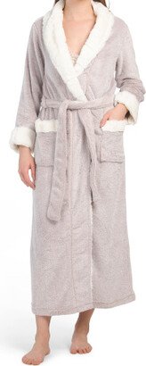 TJMAXX Plush Faux Fur Trim Long Robe For Women