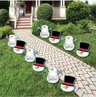 Big Dot of Happiness Let It Snow - Snowman Lawn Decorations - Outdoor Christmas and Holiday Yard Decorations - 10 Piece