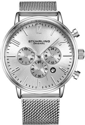 Men's Silver Tone Mesh Stainless Steel Bracelet Watch 48mm
