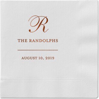 Wedding Napkins: Monogrammed Love Napkins, Brown, White